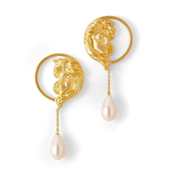 Face Coin Pearl Drop Earrings - Zafari Studio Jewelry
